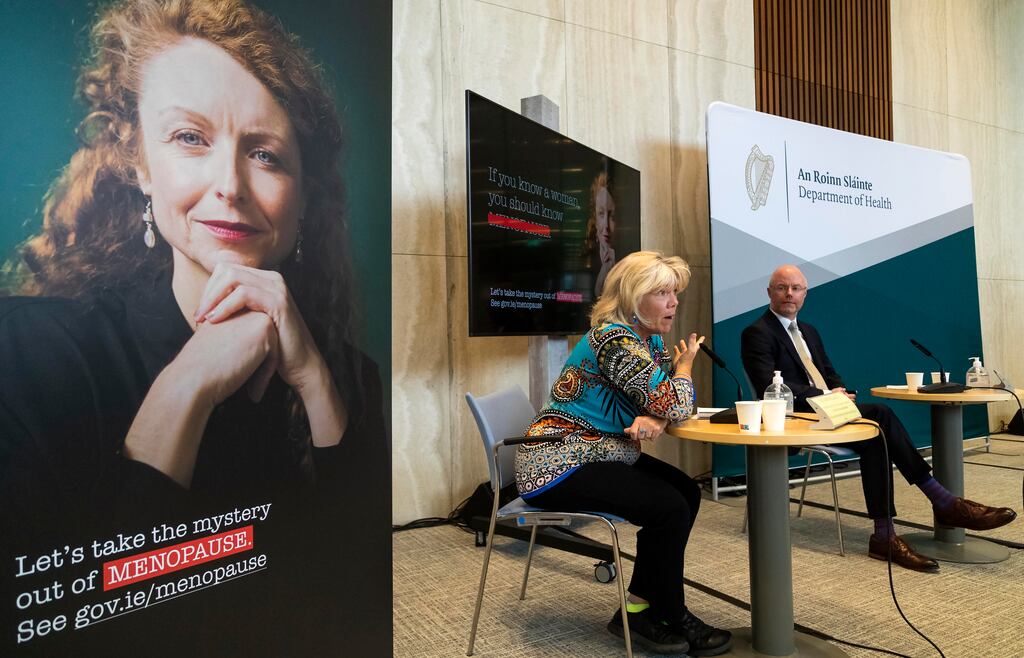 Dr Deirdre Lundy of the Irish College of General Practitioners and Minister for Health Stephen Donnelly at the Menopause awareness campaign launch. Photograph: Colin Keegan/Collins