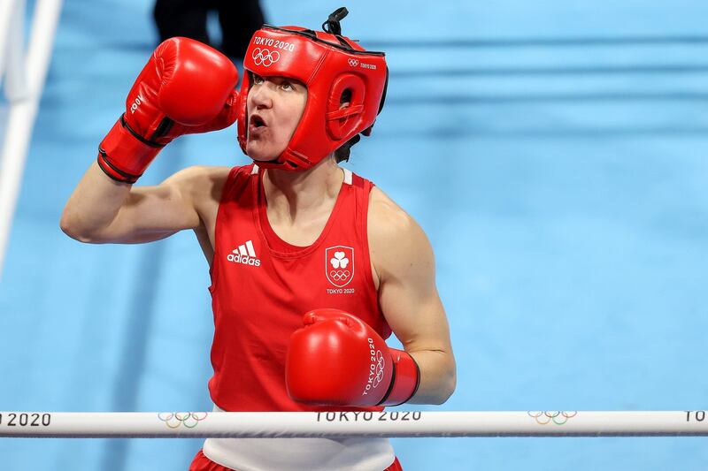 Kellie Harrington before her final Tokyo 2020 fight with Beatriz Ferreira. Photograph: Bryan Keane/Inpho