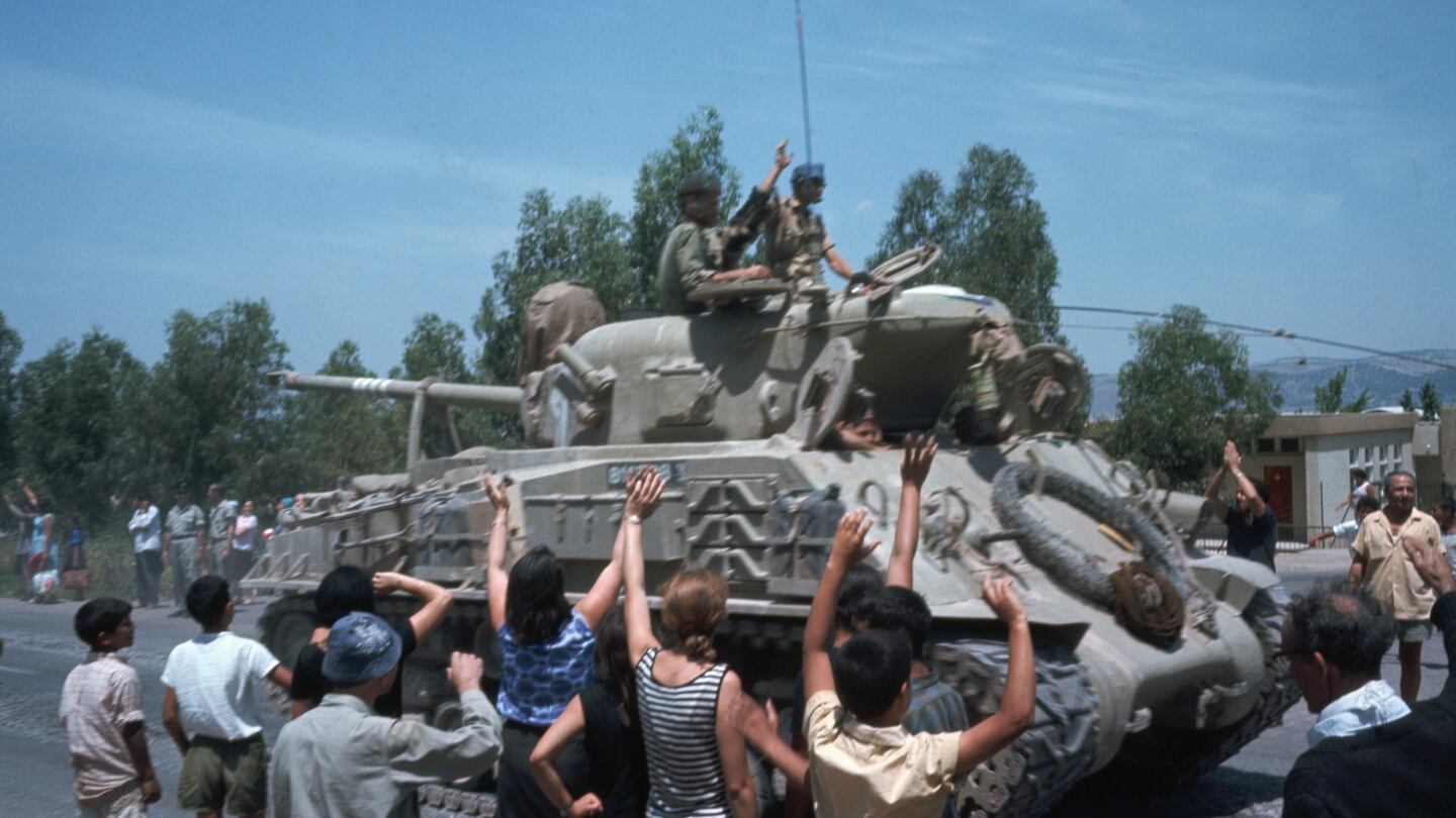 Israeli people jubilantly greet their soldiers as they return from the Six-Day War in 1967. Photograph: Vittoriano Rastelli/Corbis