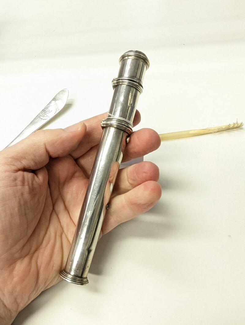 Rare Irish three chamber quill, John Weldon