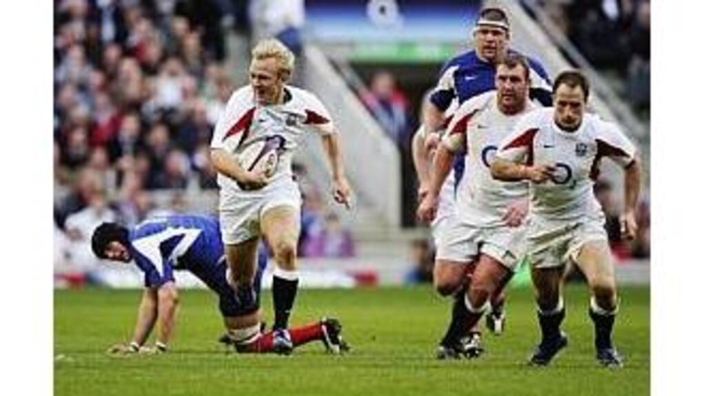 England substitute Shane Geraghty cuts through the French
defence