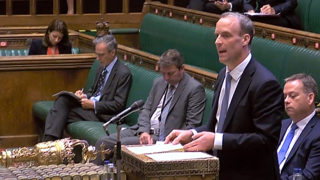 UK foreign secretary Dominic Raab in the House of Commons. Photograph: AFP via Getty