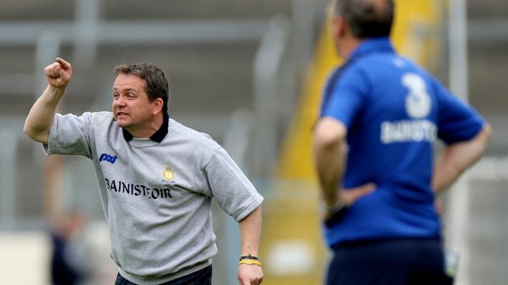 Clare manager Davy Fitzgerald and Waterford’s Michael Ryan. Photograph: INPHO/James Crombie