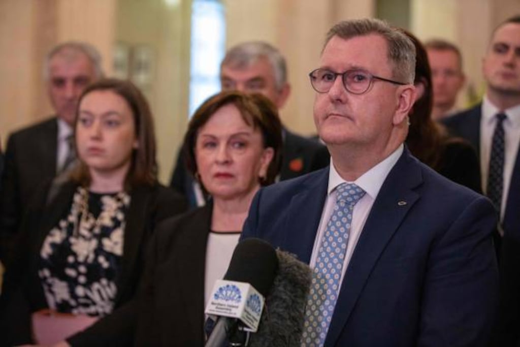 DUP leader Jeffrey Donaldson said his party's position had not changed. Photograph: Paul Faith/AFP