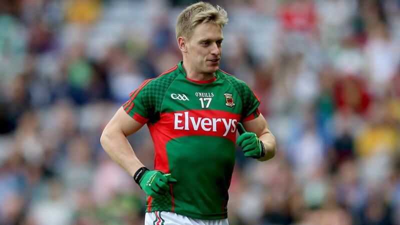 Mayo’s Kevin Keane leaves the pitch after being sent off in the All-Ireland quarter-final against Donegal at Croke Park. Photograph: James Crombie/Inpho
