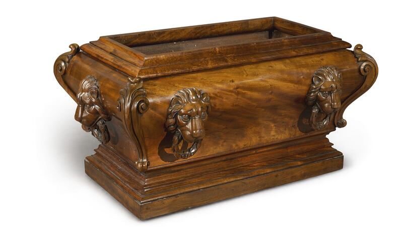 Carved mahogany wine cooler attributed to Williams and Gibton, $8,000-$12,000, Sotheby’s