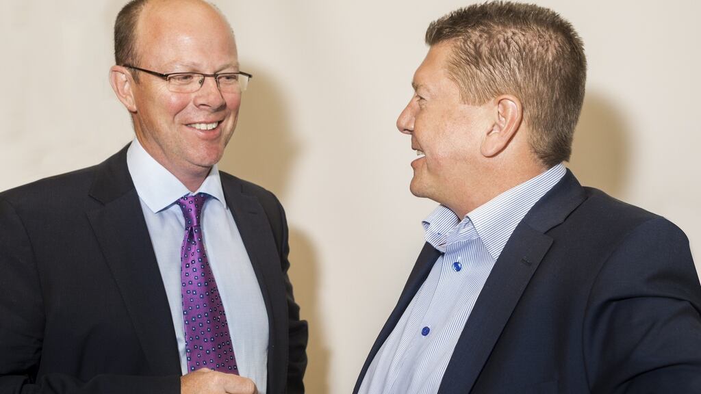 Oneview Healthcare chief executive James Fitter and founder Mark McCloskey. The Dublin company is installing its software at St Louis Children’s Hospital in St Louis, Missouri. Photograph: Peter Moloney