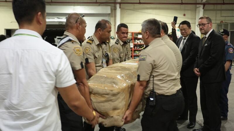 The remains of Jastine Valdez, the 24-year-old Filipina student who was abducted and murdered, arrives in the Philippines.