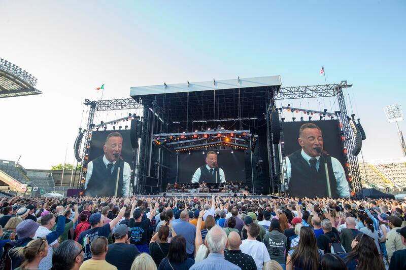 Bruce Springsteen and The E Street Band performing at Croke Park, Dublin. Photograph: Tom Honan for The Irish Times