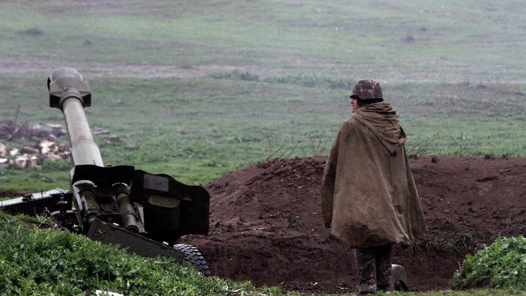 Armenian artillery position of the self-defence army of Nagorno-Karabakh in Martakert, Nagorno-Karabakh on April 3rd. Photograph: Vahram Baghdasaryan/ EPA/Photolure