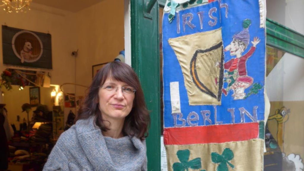 A little bit of Ireland in Berlin: Beate Lemcke outside Irish Berlin, her shop on the city’s Grosse Hamburgerstrasse