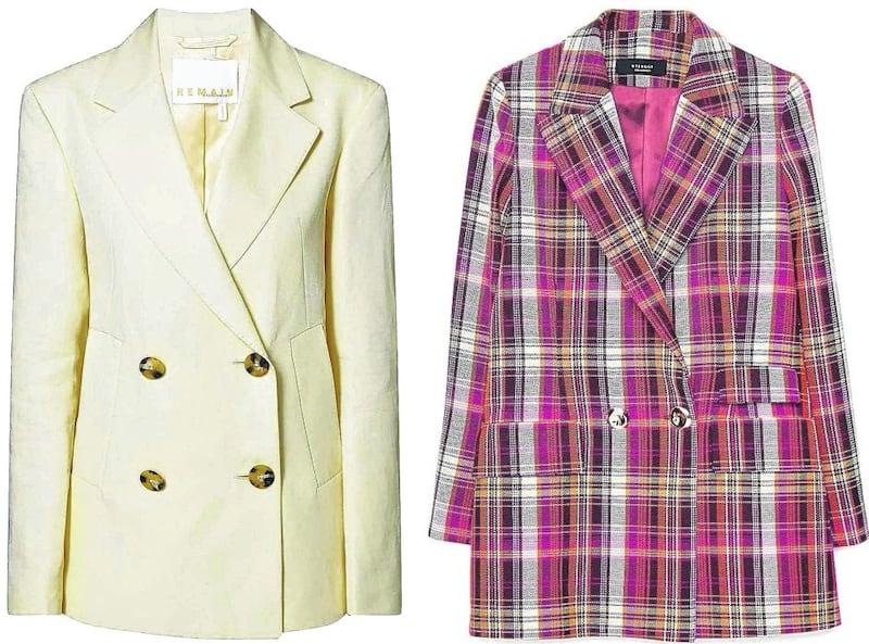 Remain Debbie blazer, €300; Uterque blazer, €219