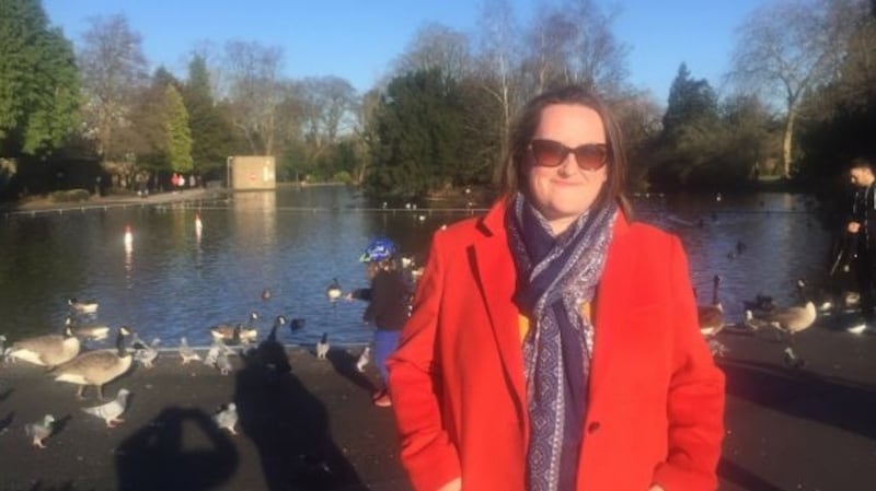 Professor Fiona de Londras with the Barnacle geese in Cannon Hill Park, Birmingham earlier this year
