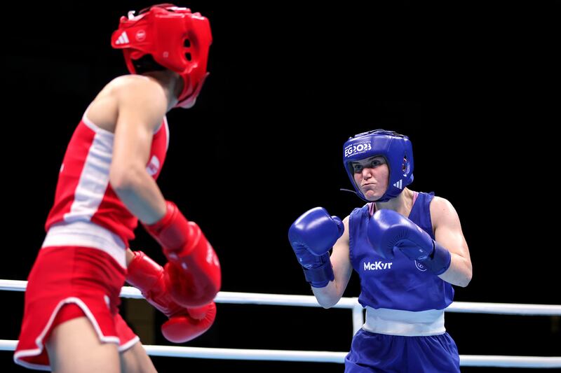 Jennifer Lehane: the primary teacher becomes the Irish female boxer to compete in the bantamweight division since boxing was introduced to the Olympic roster in 2012. Photograph: Laszlo Geczo/Inpho