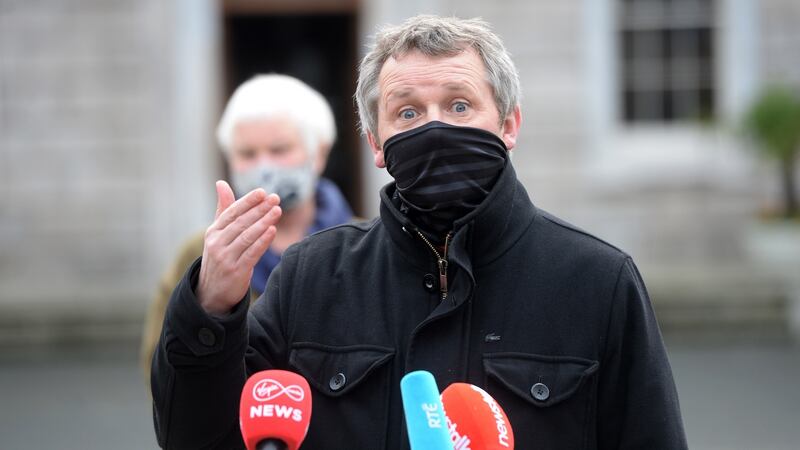 Richard Boyd Barrett TD and Bríd Smith TD People Before Profit launch a Dáil motion calling on the parties, groups and independent TDs to back a Zero-Covid policy for the elimination of community transmission. Photograph: Dara Mac Dónaill / The Irish Times