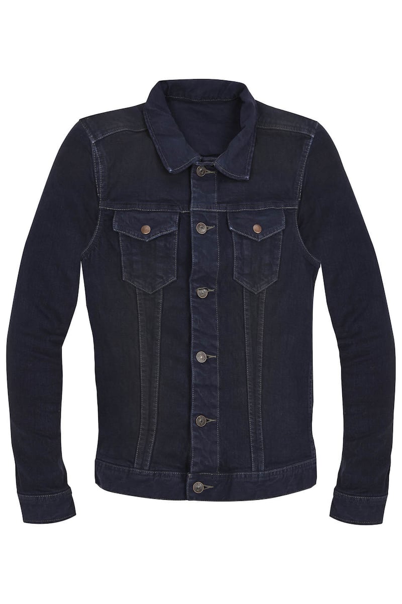 Dark blue stretch skinny denim jacket, €60, Topman