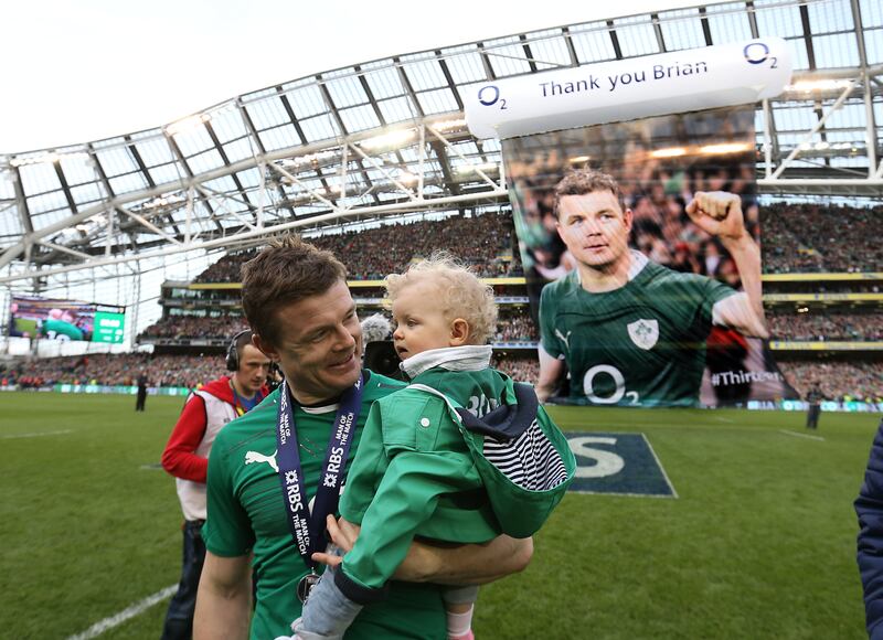 RBS Six Nations Championship, Aviva Stadium 2014, Ireland vs Italy: Brian O'Driscoll with daughter Sadie. Photograph: Billy Stickland/Inpho