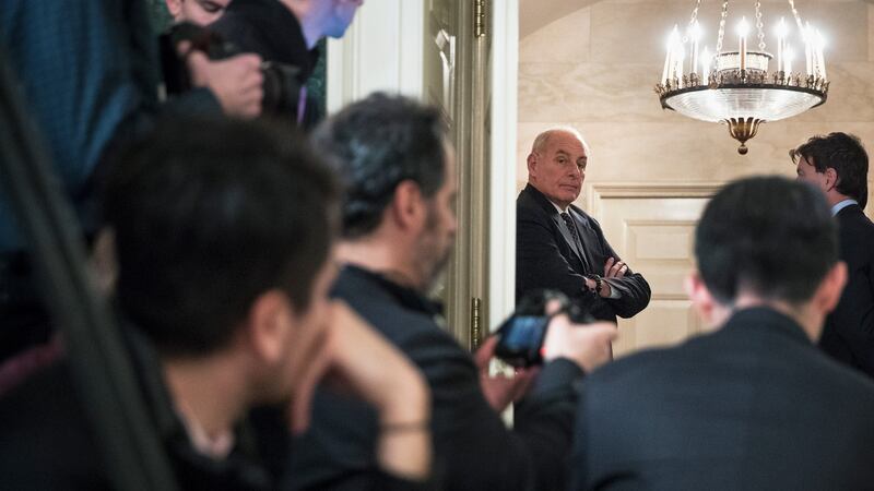 John Kelly, the White House chief of staff: trying, quietly and respectfully, to reduce the amount of free time the president has for fiery tweets by accelerating the start of his workday. Photograph: Tom Brenner/The New York Times