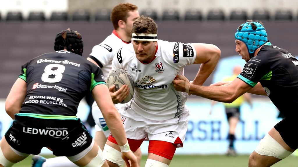 Robbie Diack in action during Ulster’s costly defeat to Ospreys at the Liberty Stadium. Photograph: Simon King/Camerasport/Inpho