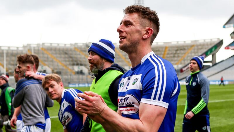 Laois’ Colm Begley celebrates. Photograph: Laszlo Geczo/Inpho