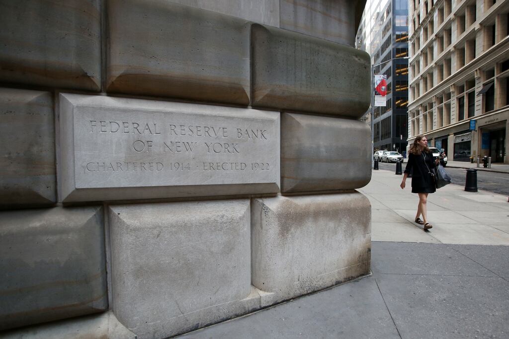 The Federal Reserve Bank in New York City. The US Federal Reserve last week voted to pause its aggressive campaign of interest rate hikes despite 'elevated' inflation. Photograph: Leonardo Munoz/AFP via Getty Images