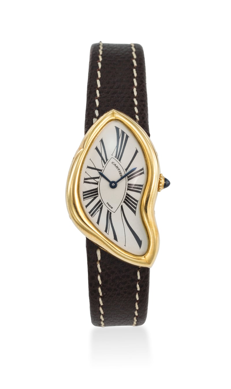 Cartier 18K gold limited edition asymmetrical wristwatch with 'Crash' deployant