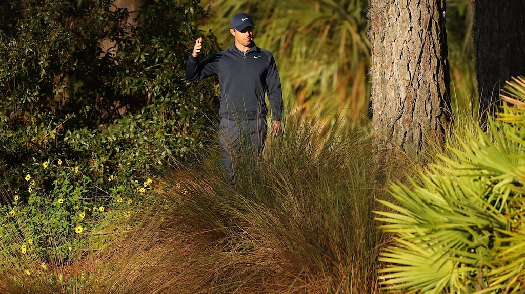 Rory McIlroy looks on from the 10th hole during the first round of The Players Championship at TPC Sawgrass. Photogrph: Kevin C Cox/Getty Images