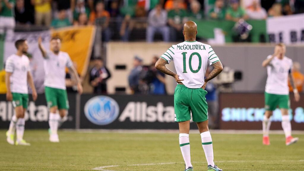 Ireland’s David McGoldrick during last week’s friendly against Mexico. Photograph: Ryan Byrne/Inpho