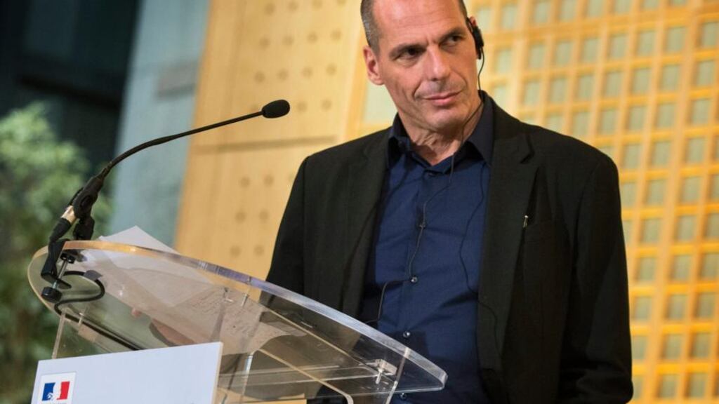 Greek newly appointed finance minister Yanis Varoufakis during a press conference after a meeting at the French Ministry of Economy and Finance of Becy in Paris, France on Sunday. Ahead of Monday’s announcement, there had been speculation that the new government would bring in new management at some of the banks. (Photograph: ETIENNE LAURENT/EPA)