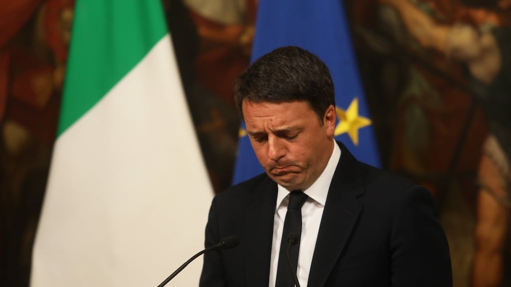 News that Italian voters had defeated Italian premier Matteo Renzie’s referendum sent the euro falling as much as 1.5 per cent to a 30-month low against the dollar, at $1.0506. Photograph: Chris Ratcliffe/Bloomberg