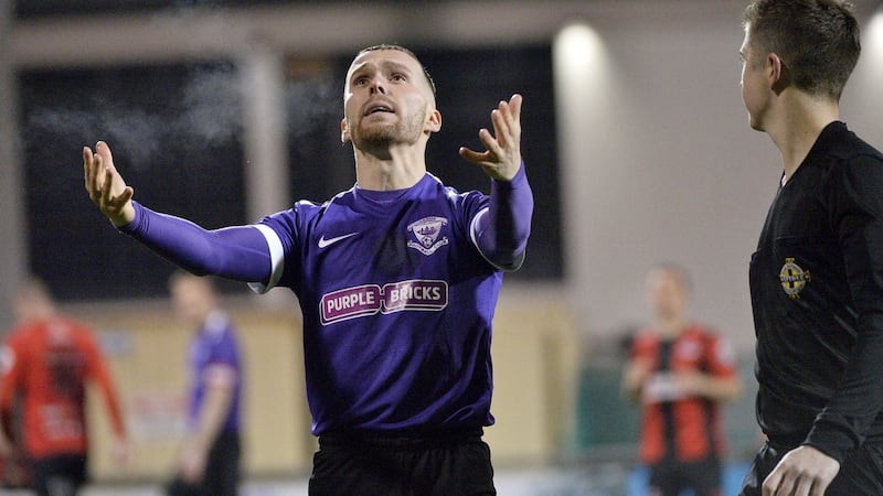 Larne’s Martin Donnelly: The club are currently 15 points clear at the top of the Championship, the Irish League’s second tier. Photograph: Stephen Hamilton/Inpho