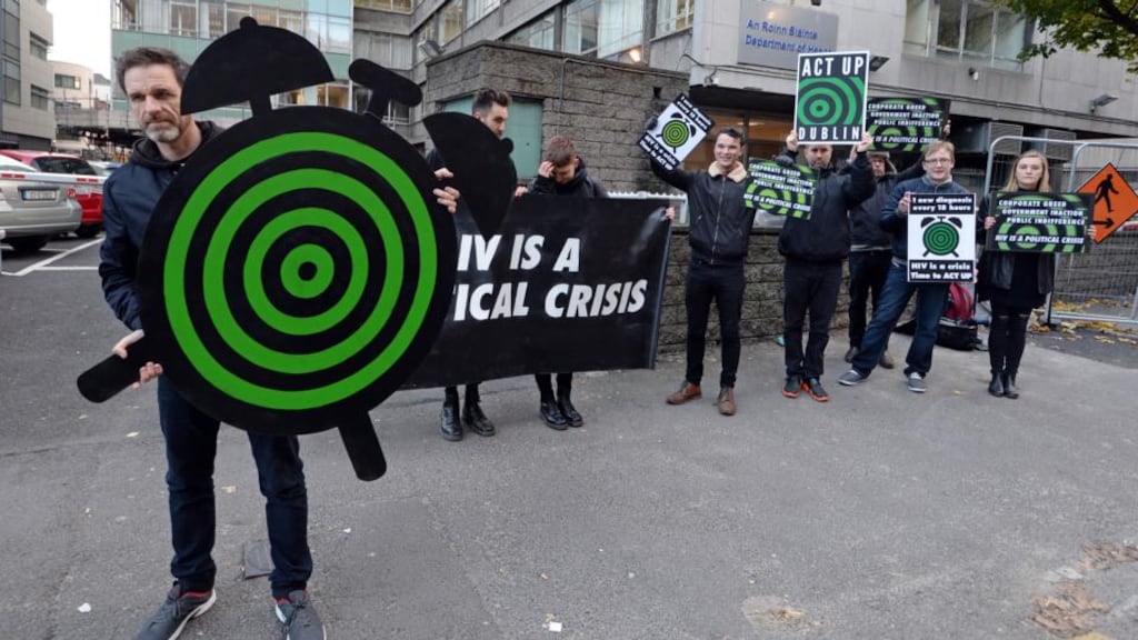 People with the group Act Up Dublin  calling on the Government and stakeholders to address the HIV crisis on the eve of World Aids Day last November. Chemsex activity increases the risk of sexual infection.  Photograph: Eric Luke