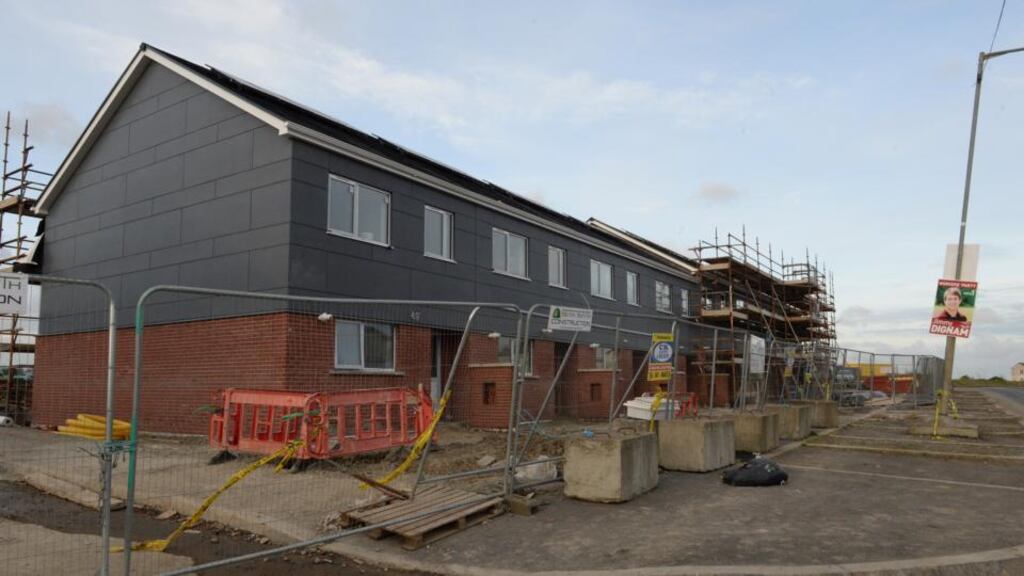 Modular homes under construction in Ballymun. Of the 40 new homes built by Dublin City Council last year, 22 were modular units in Ballymun. Photograph: Brenda Fitzsimons