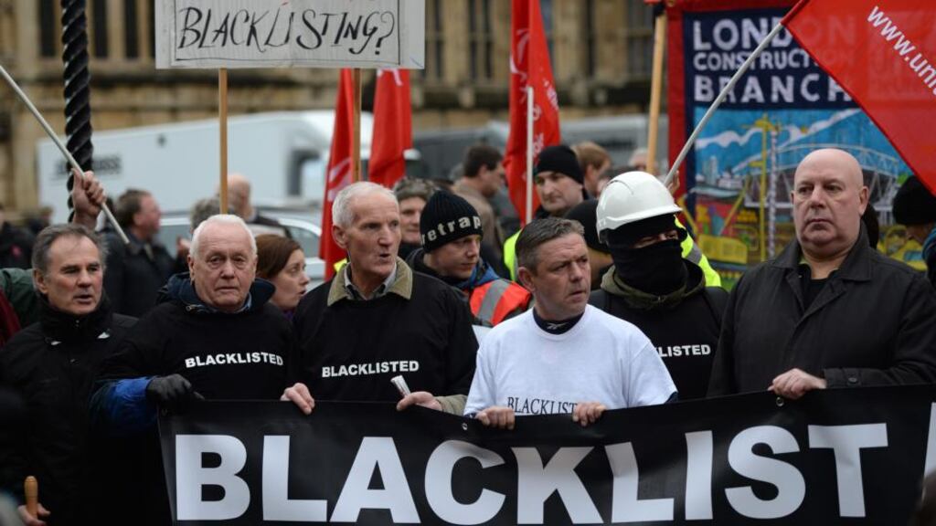 Workers protesting outside the House of Commons in central London yesterday.  Photograph: Andy Rain/EPA