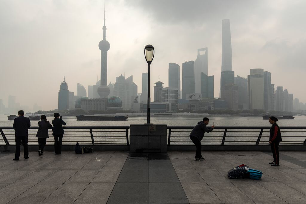 Offices in Shanghai, China. Growth in the country's services sector slowed in August. Photograph: Qilai Shen/The New York Times