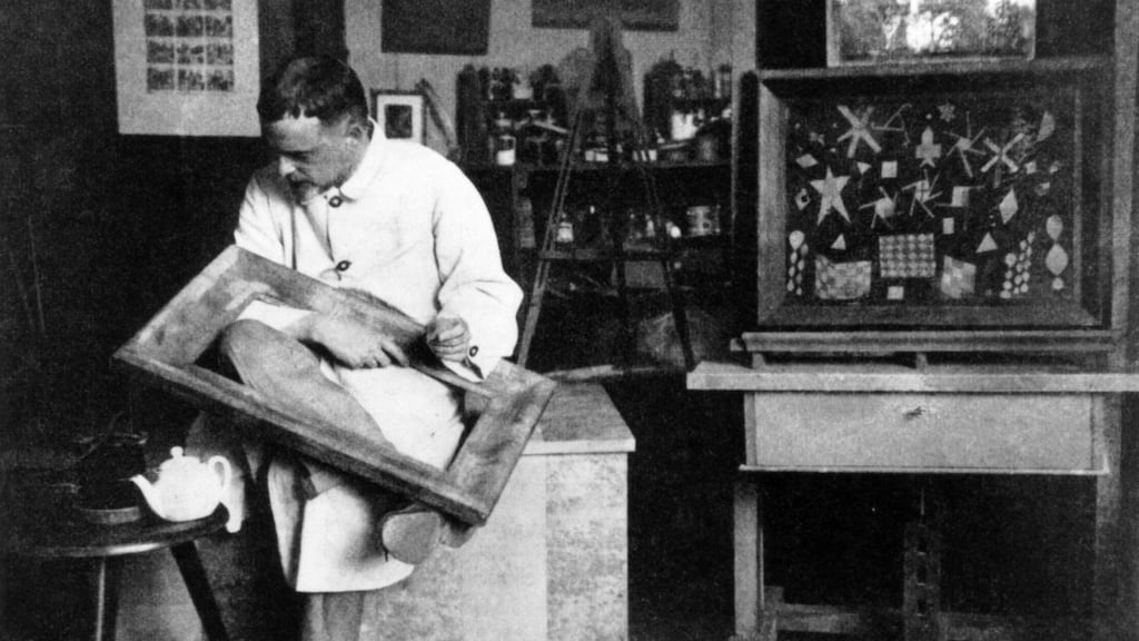 Paul Klee was a Swiss-born German artist and painter, and a key member of the Bauhaus movement. Pictured at his Bauhaus Studio in Weimar, Germany, 1924. Photograph: Culture Club/Getty Images