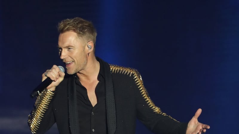 Ronan Keating of Boyzone on stage at the SSE Arena, Belfast, as part of the band’s Thank You & Goodnight farewell tour. Photograph: Niall Carson/PA Wire