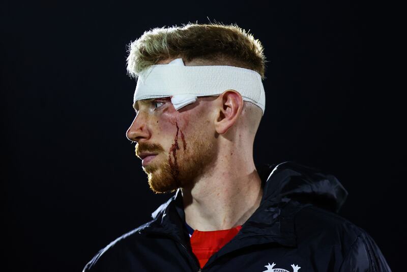 Munster’s Ben Healy dejected after the game against Connacht. Photograph: James Crombie/Inpho