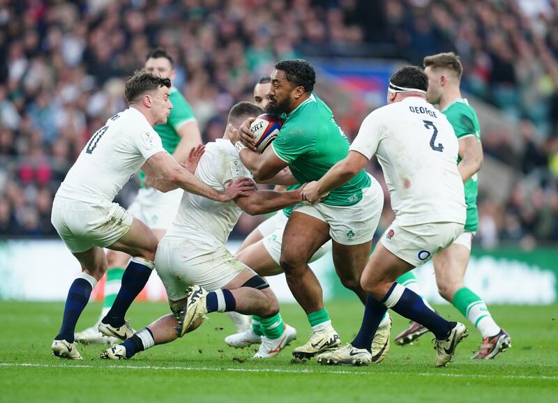 Ireland's Bundee Aki has been a constant source of go-forward ball during this year's Six Nations. Photograph: David Davies/PA Wire