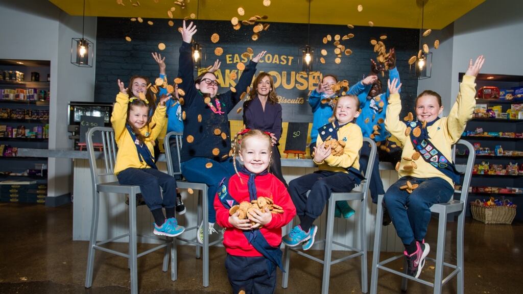Irish Girl Guides visit to East Coast Bakehouse, Drogheda: with co-founder Alison Cowzer (centre) are (front) from left: Shauna Rice, Georgia Rice, Aimee Rice and Holly Jordan. Back: Sophie Cassidy, Ciara Guilfoyle, Katie Daly, Kate McMah