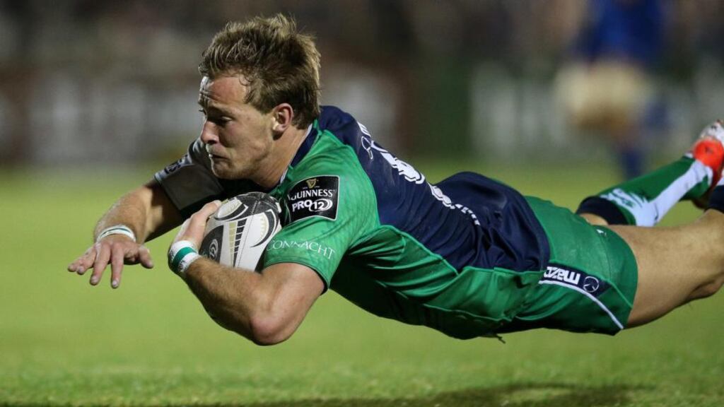 Connacht’s Kieran Marmion scores the decisive try at the Sportsground. Photograph: James Crombie / Inpho