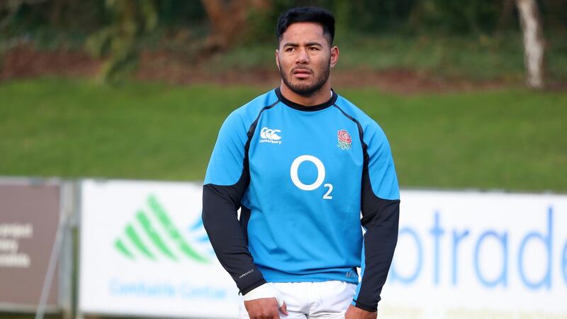 England’s Manu Tuilagi during the captain’s run at the UCD Bowl. Photograph: PA