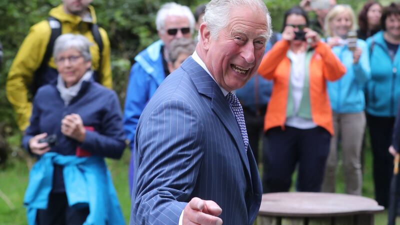 Prince Charles visits Glendalough monastic settlement. Photograph: Niall Carson - Pool /Getty Images