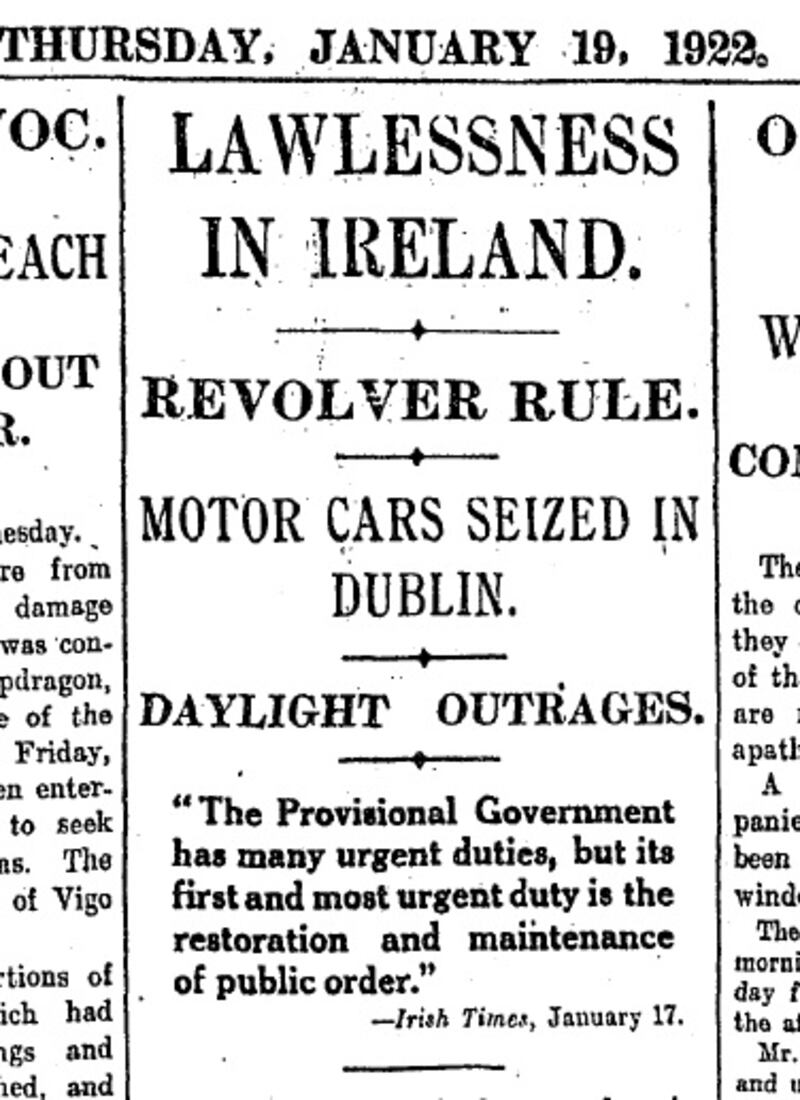 The Irish Times, January 19th, 1922
