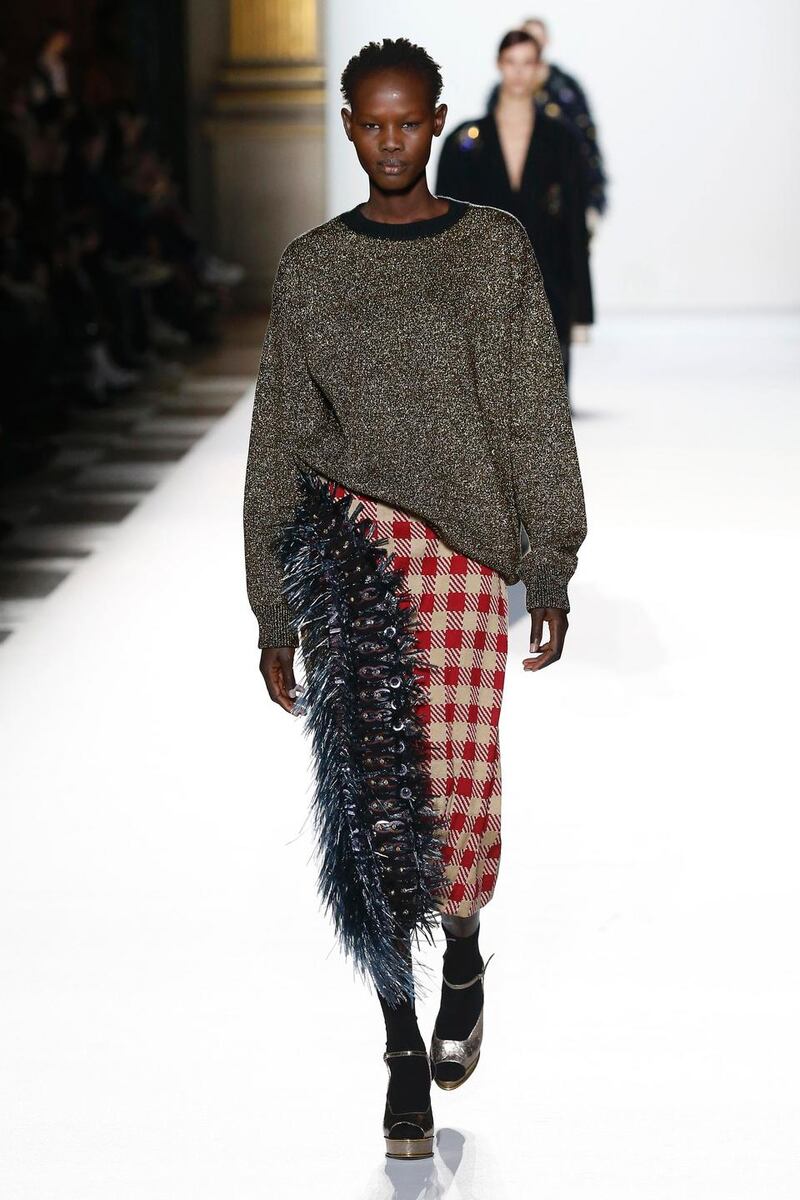A model walks the runway during the Dries Van Noten show as part of the Paris Fashion Week Womenswear Fall/Winter 2018/2019 on February 28, 2018 in Paris, France.