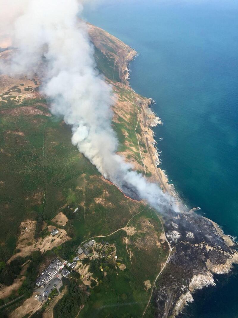 Bray Head fire. Photograph: Air Corps