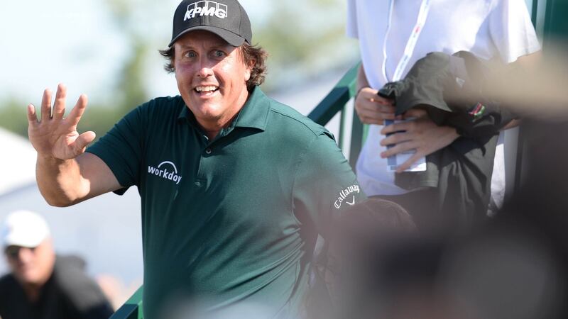 Phil Mickelson courted his own controversy on Saturday by hitting a moving ball. Photo: Dennis Schneidler/USA Today