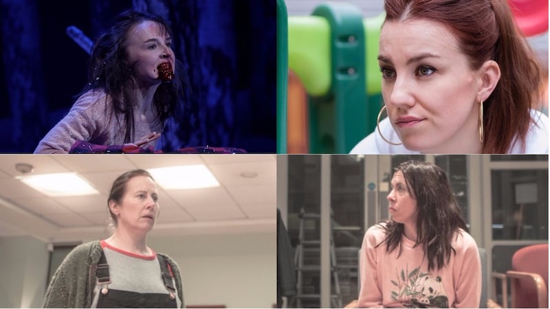 Best actress nominees Katie Honan (for Let the Right One In), Clare Monnelly (for Charlie’s a Clepto), Catherine Walsh (for The Same), and Eileen Walsh (her sister, also for The Same)