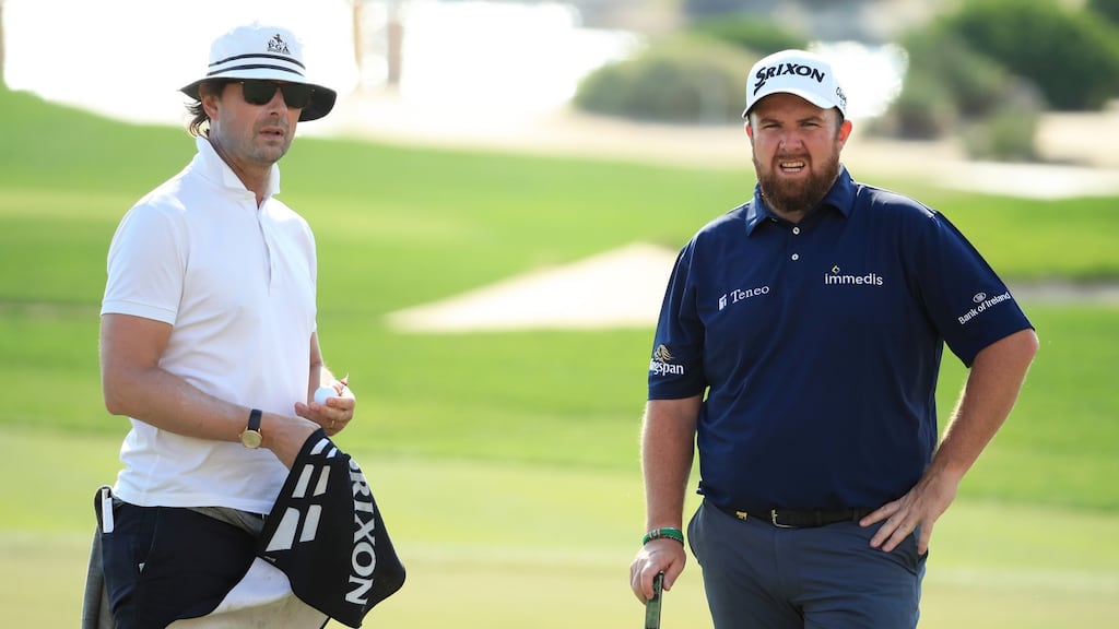 Shane Lowry and his coach Neil Manchip during the Pro-Am ahead of January’s Abu Dhabi Championship. Photograph: Andrew Redington/Getty