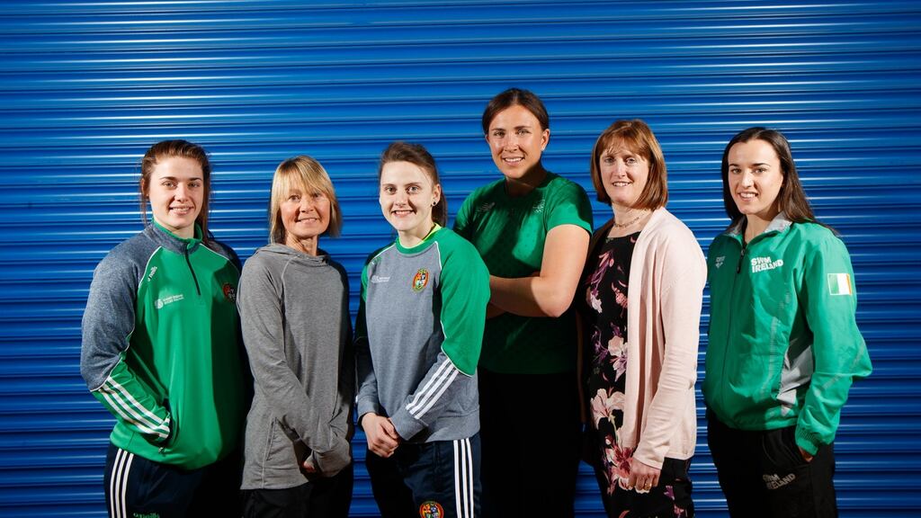 AT the launch of the new Sports Ireland Women in Sport Policy were Gráainne Walsh (Boxing), Carey May (former Irish Marathon Olympian), Michaela Walsh (Boxing), Annalise Murphy (Sailing), Dr. Una May (director of participation and ethics, Sport Ireland) and Clare Ryan (Swim Ireland). Photograph: James Crombie/Inpho